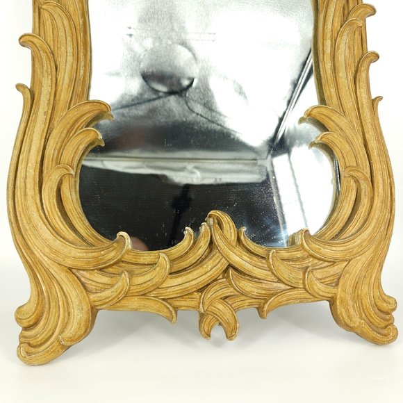 Vint Syroco Wall Mirror Rectangle Gold Ornate Carved Wood MC Hollywood USA 21.5" - Picture 4 of 15